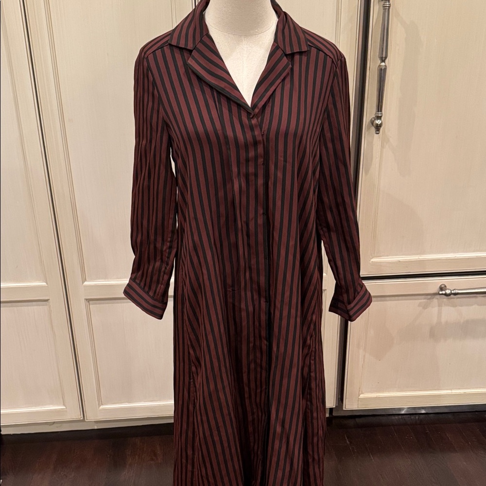 NWT Pomandere Striped Long Sleeve button up maxi Dress